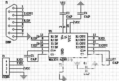 圖5  Max232電平轉(zhuǎn)換電路